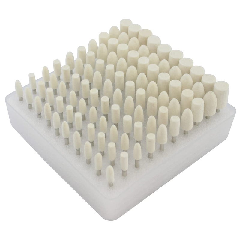 Luo ke 100 Pcs Compressed Wool Felt Polishing Head Tool Buffing Wheel for Dremel Rotary Tool with 1/8"" Mandrel - Image 1